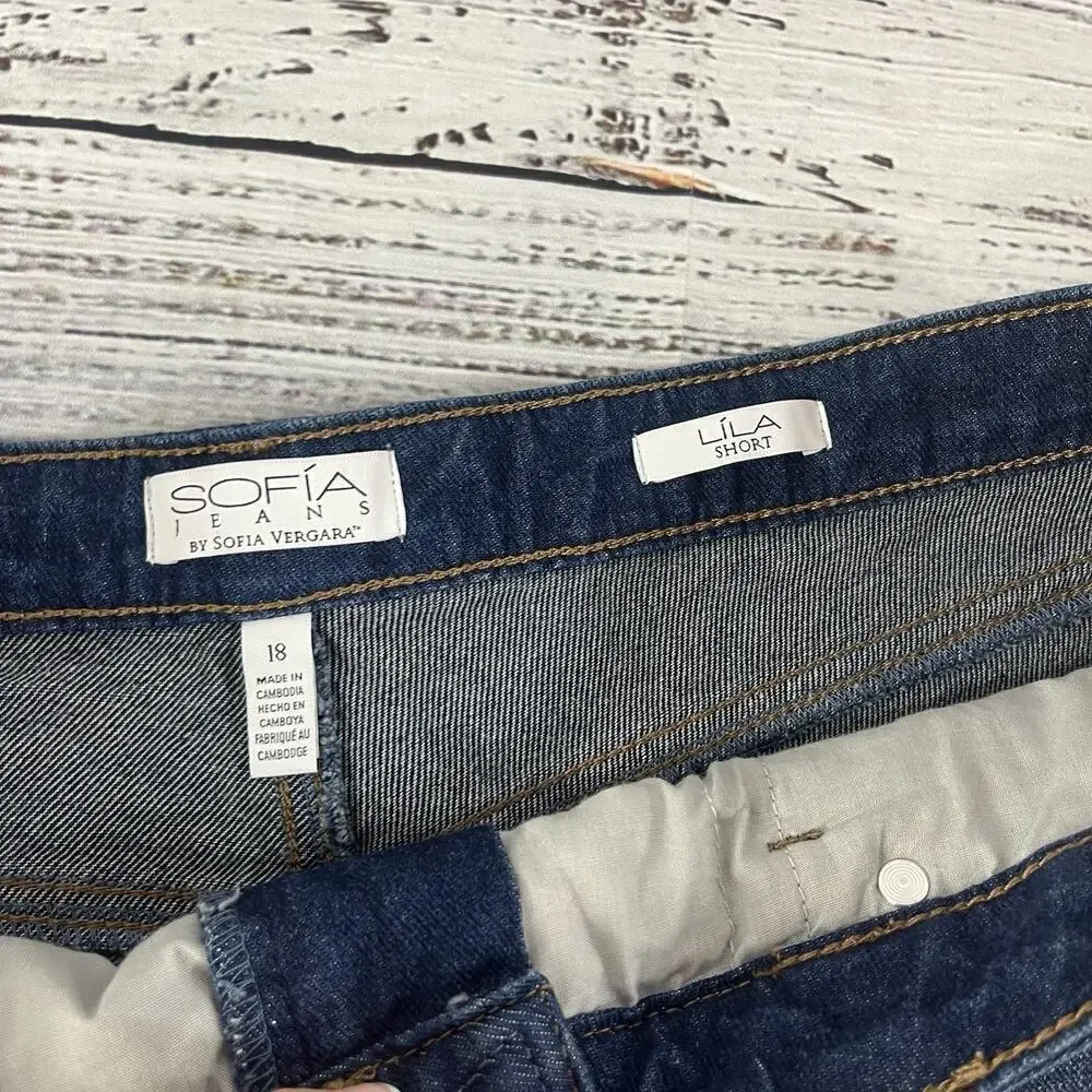 Sofia Jeans by Sofia Vergara Easy Denim Jean Shorts Destruc Hem Plus size 18